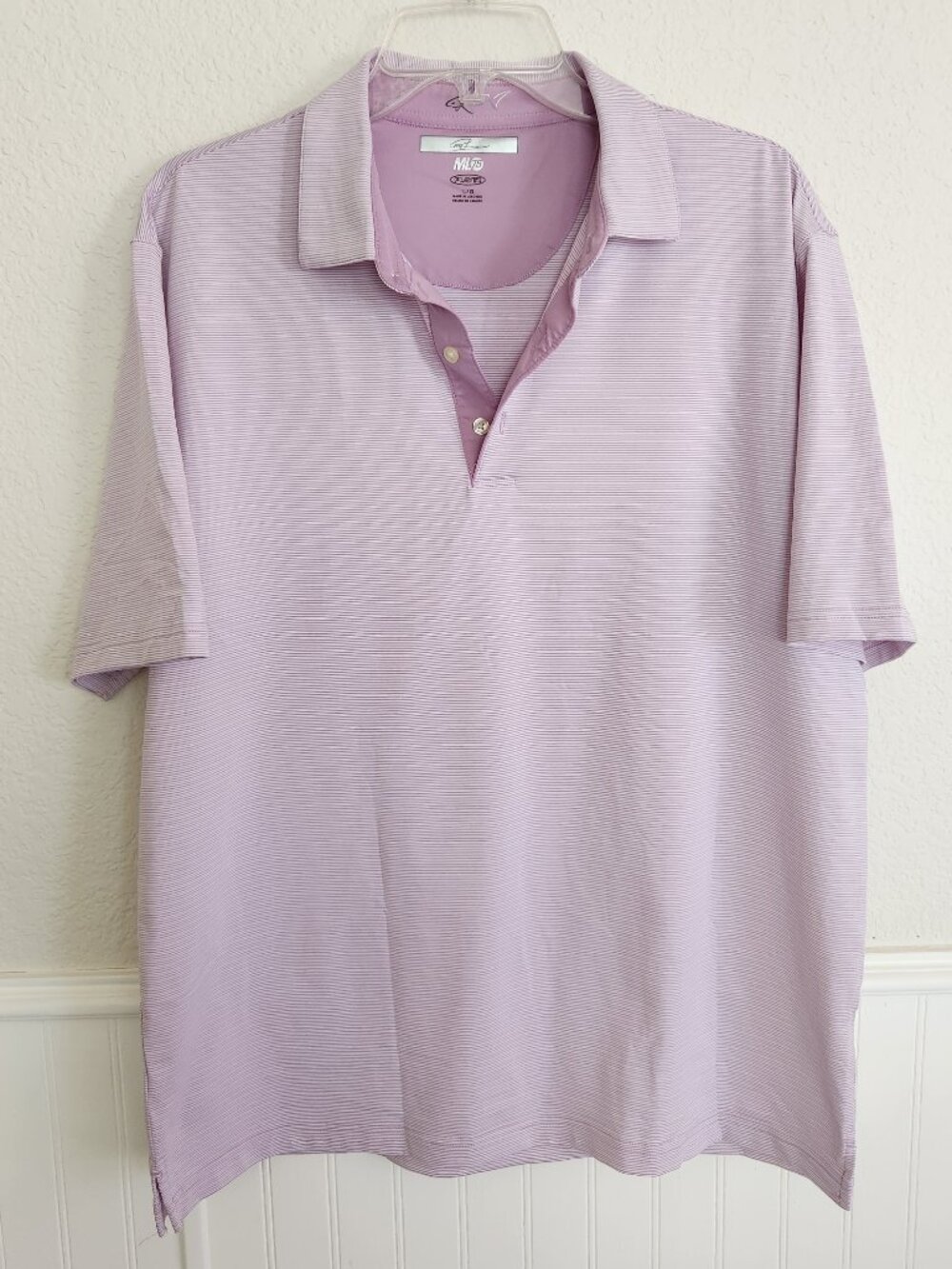 Greg Norman ML75 Men's Golf Polo Shirt Lavender Large